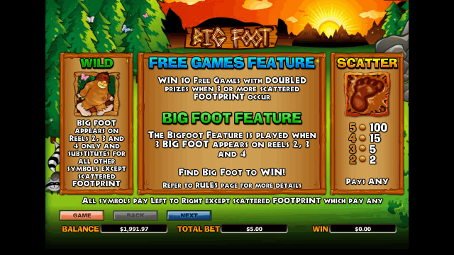 Игровой интерфейс Bigfoot 4